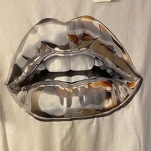 Size XL Graphic Chrome Woman’s Lips Short Sleeve Tee - White